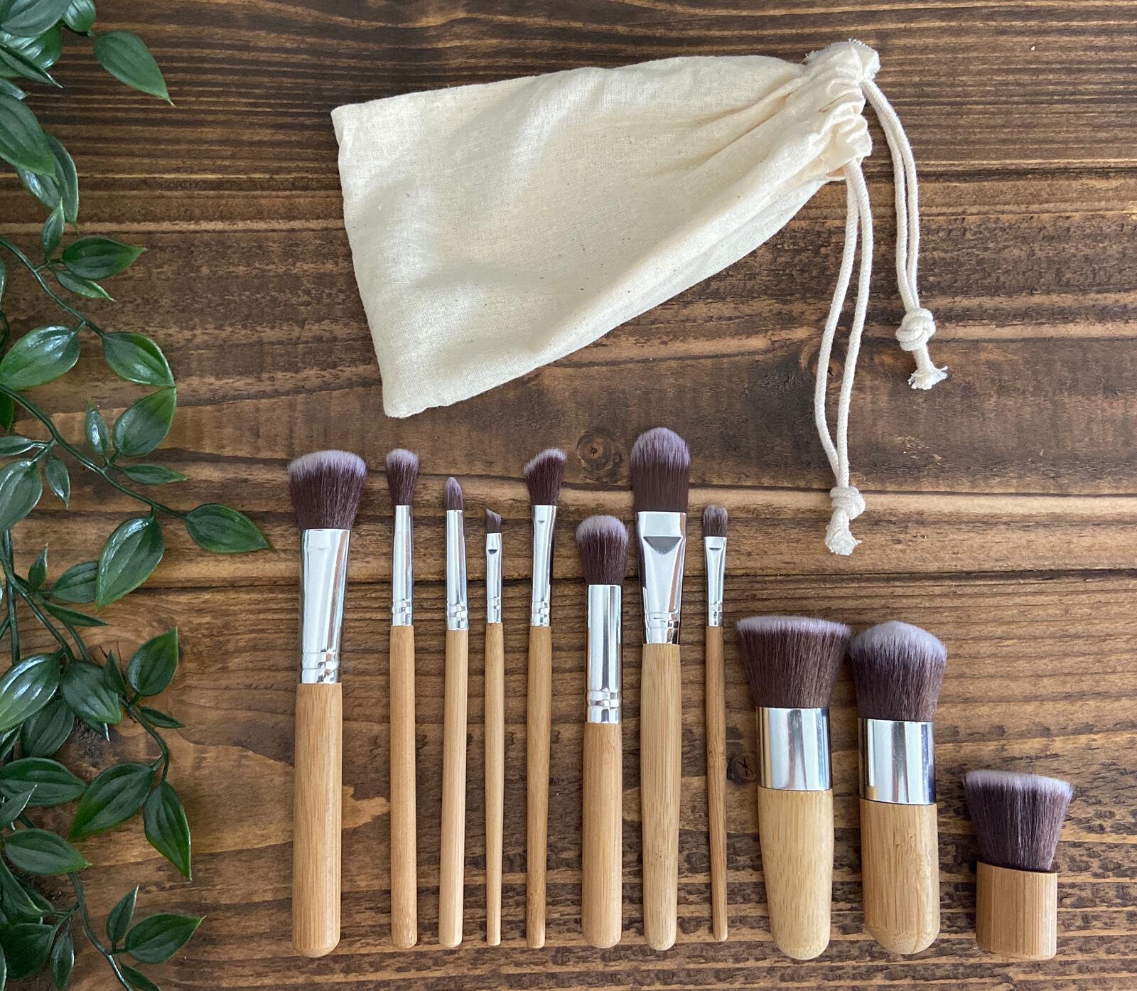 Bamboo Make up Brushes Plain Brush Set Cotton Bag Applicators Etsy