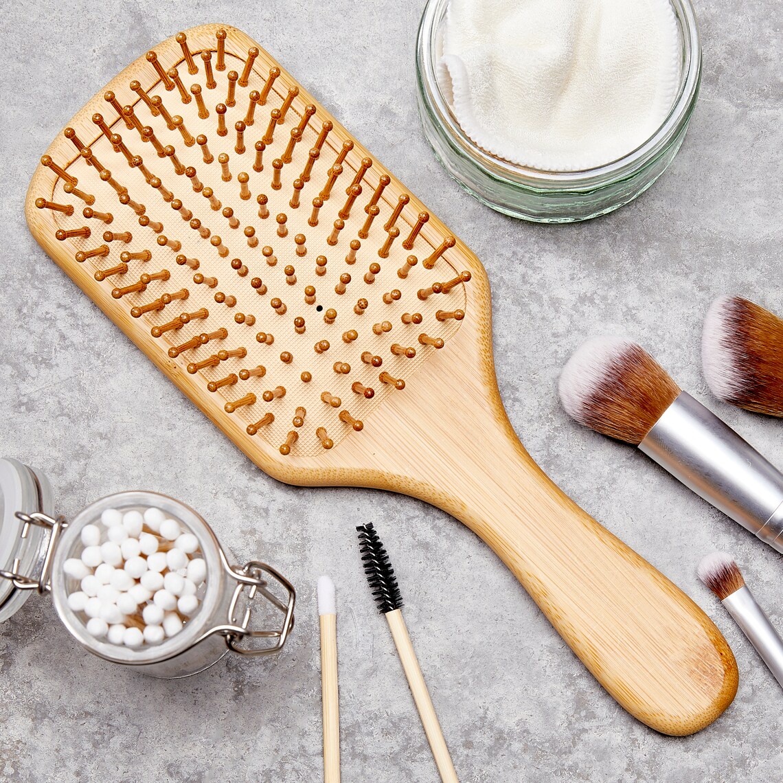 Bamboo Hairbrush Wooden Brush Eco Friendly Square Paddle Etsy