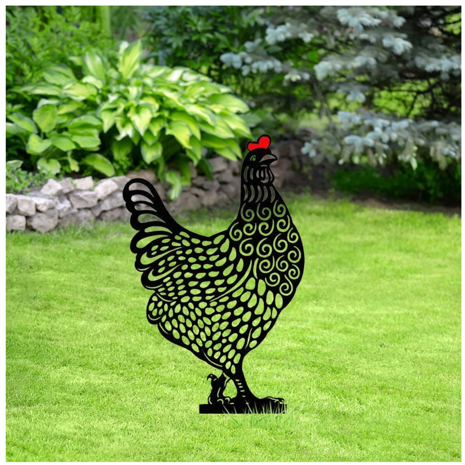 Chicken Yard Art Chicken Decor Metal Chicken Art Bird Metal Etsy