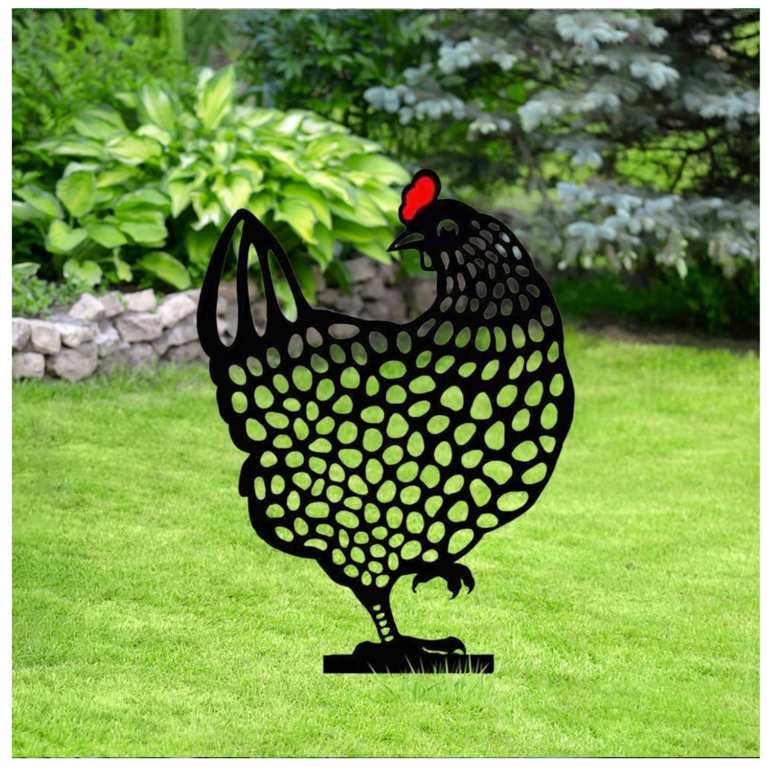 Chicken Yard Art Chicken Decor Metal Chicken Art Bird Metal Etsy