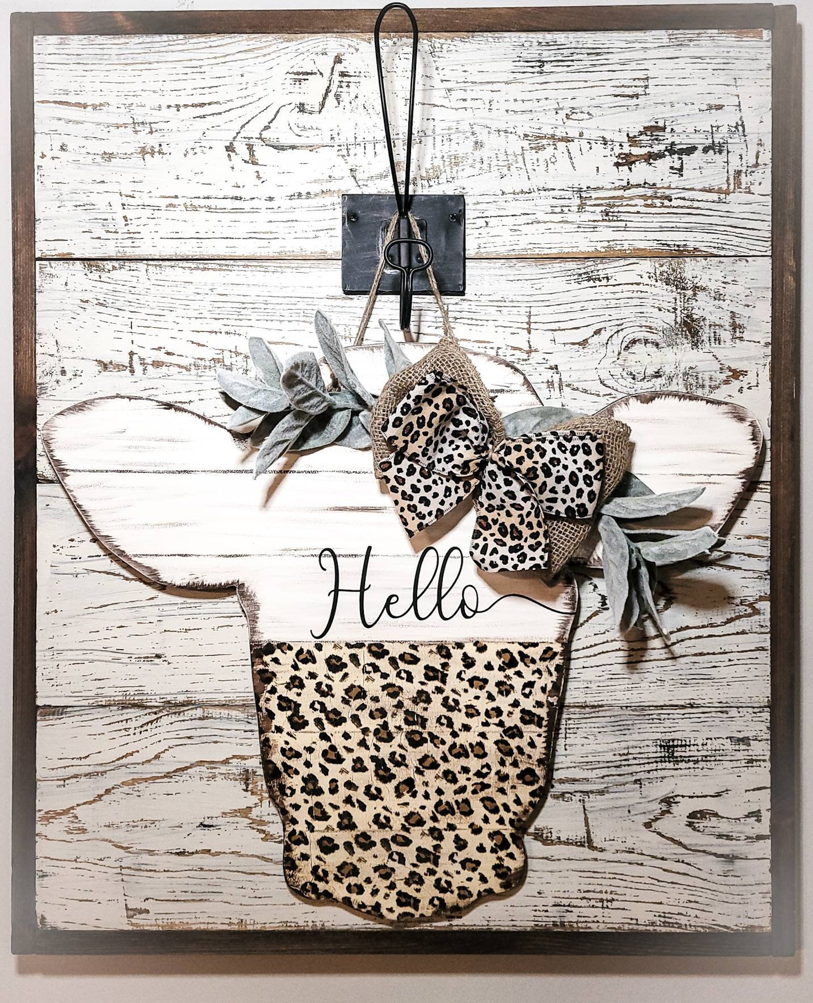 Cheetah Print Cow Head Door Hanger Etsy