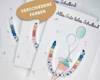 Armband Schulkind I Multicolor Perlenarmband I Buchstaben I Einschulung I Geschenk I Schultüte I Schule