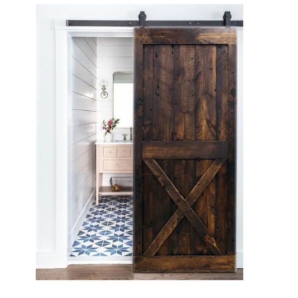 Rustic Barn Door, Bottom X Barn Door, Sliding Solid Barn Door, Custom Size Single - Double Farm Gate, Custom Built Vintage X Barn Door