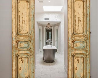 Rustic Distressed Wood Door: French Farmhouse Style, Custom Sizes