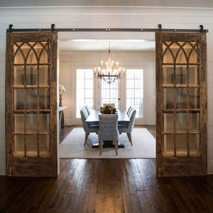 Vıntage French Door, Glass Double Sliding Door, Antique Barn Doors, European Wood Doors, Custom Size Solid French Door, Indoor -Outdoor Door