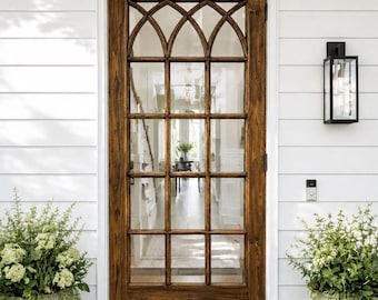 Vintage Glass French Barn Door: Custom Solid Wood Sliding Door