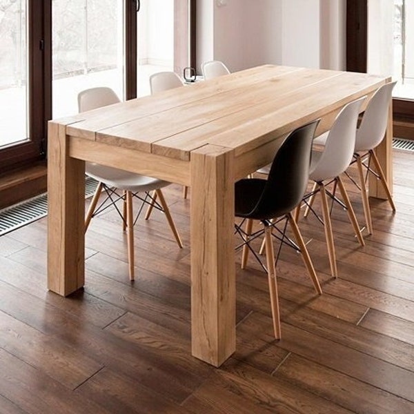 Parsons Table, Wood Base Tables, Rustic Farmhouse Table with Trestle Base, Customizable Dining Table, Dining Room Furniture,Solid Wood Table