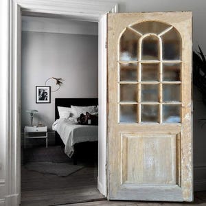 Arched French Door, Custom Size Vintage Doors, Antique Glass Doors, Glass Front Doors, Handcrafted Door, Wooden Solid Interior Exterior Door