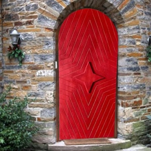 Solid Wood Arched Door, Handmade Rustic Arched Door, Star Pattern Door, Custom Size Door, Hinged Door, Antique Door, Sliding Door, Farmhouse