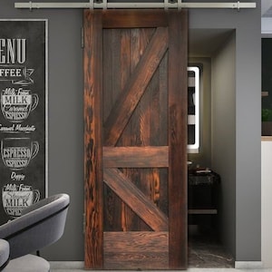 Solid Barn Door, Rustic Solid Doors, Farmhouse Barn Door, British Brace Sliding Barn Door, Barn Door Pet Gates,Distressed İnterior Door