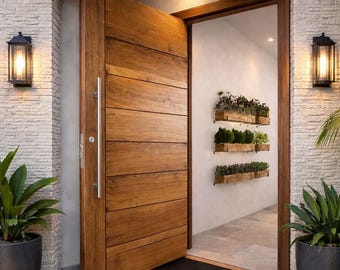 Modern Solid Wood Door | Custom Pivot Entry Door | Handcrafted Rustic Barn Wooden | Contemporary Front