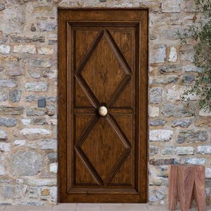 Rustic Solid Barn Door, Handmade Diamond Paneled Exterior - Interior Door, Farmhouse Sliding Door, Handcrafted Hinged Door, Bold French Door