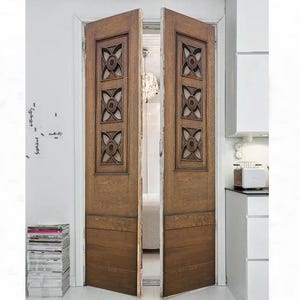 Handmade Rustic Carved Wood Door: Custom Antique Style Entry
