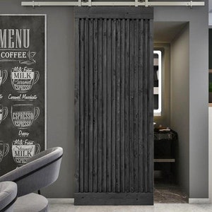 Modern Slat Barn Door, Custom Size Ribbed Doors, Mid-Century Modern Doors, Single Double Handcrafted Doors, Swinging Cafe Door, French Doors