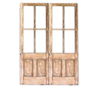 Antique Whitewash French Door: Solid Wood, Custom Size