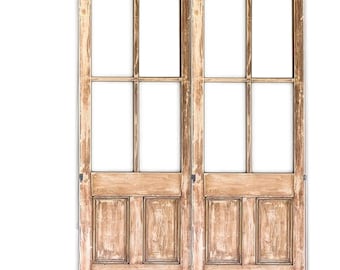 Antique Whitewash French Door: Solid Wood, Custom Size