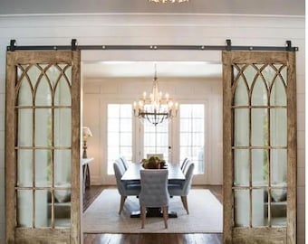 Custom French Arched Barn Door: Rustic Sliding Interior Door