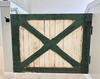 Custom Solid Wood Baby/Dog Gate: Rustic Barn Door Style