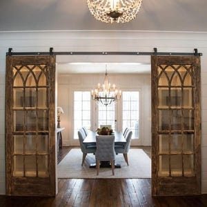 Vıntage French Door, Glass Double Sliding Door, Antique Barn Doors, European Wood Doors, Custom Size Solid French Door, Indoor -Outdoor Door