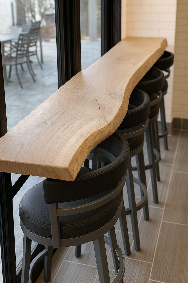 Industrial Floating Bar Table: Wall Hanging Breakfast Drinks Bar| Customizable image 5