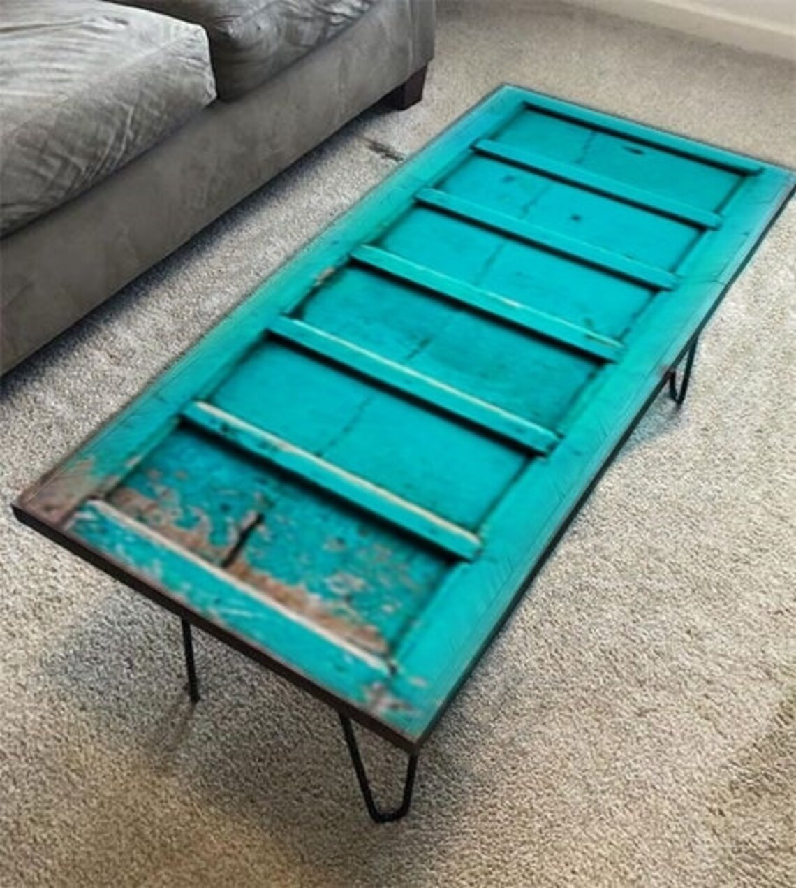 Custom Painted Solid Wood Coffee Table Rustic Natural Center Etsy
