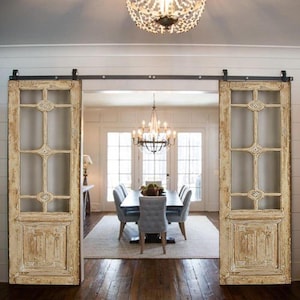 Custom Made Interior Exterior Door, Antique French Door, Rustic Sliding Door, Half Lite Double Raised Panel, Half Lite Entry Door, Barn Door