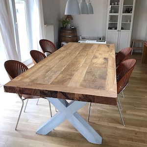 Handmade Rustic Solid Wood Dining Table: Farmhouse Style - Etsy