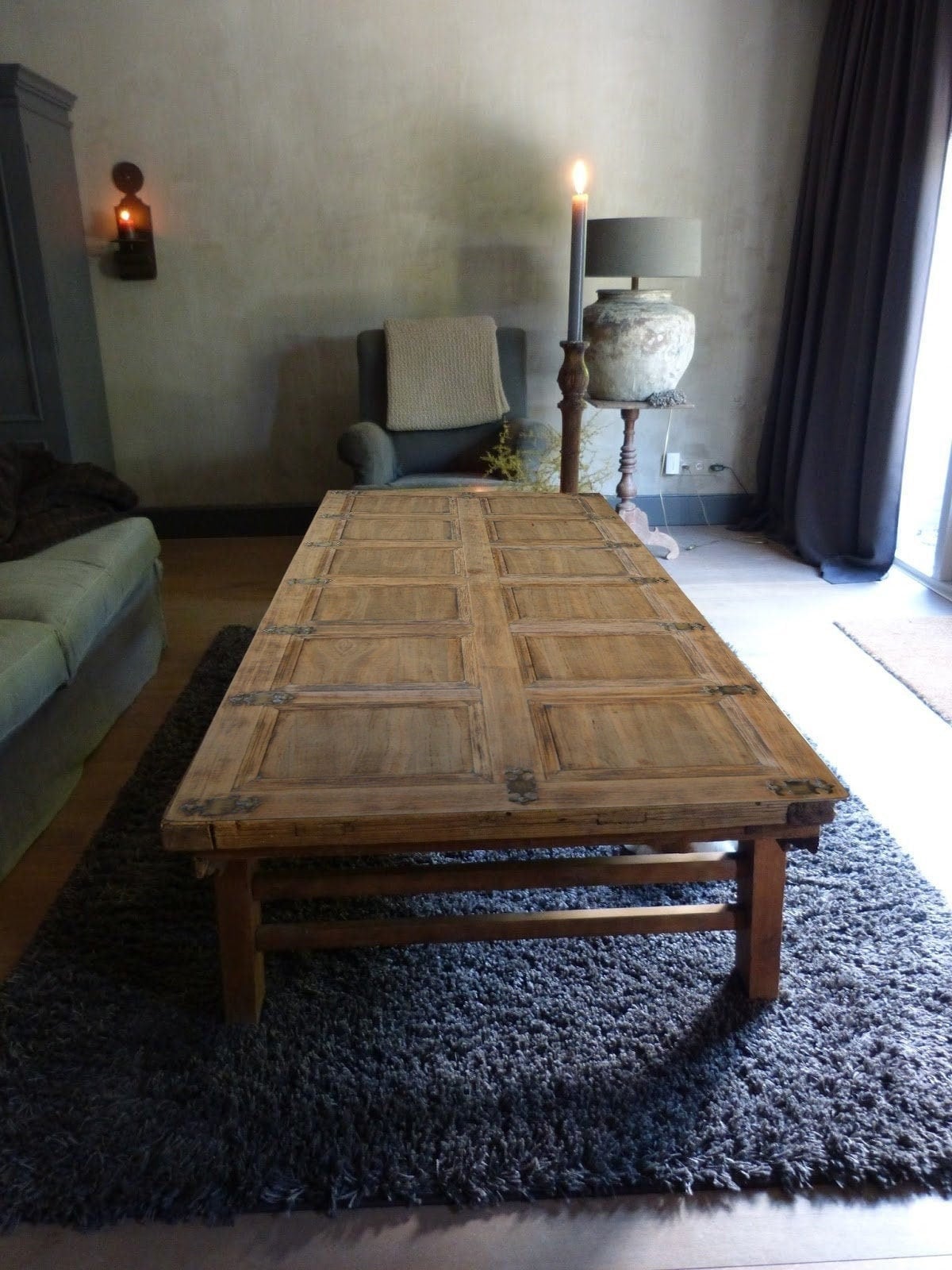 Solid Oak Coffee Table Wooden Leg Table Rustic Natural Center