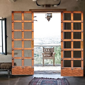 Antique French Doors, Panel Doors, Vintage Glass Door, Distressed Barn Door, Custom Size Interior Door, Sliding or Hinge, Double Single Door