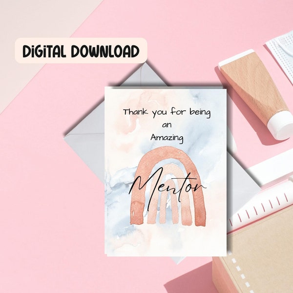 Thank You For Being An Amazing Mentor Digital Card, Student Nurse Mentor Card, Healthcare Student Card, Printable Card, Watercolour Card