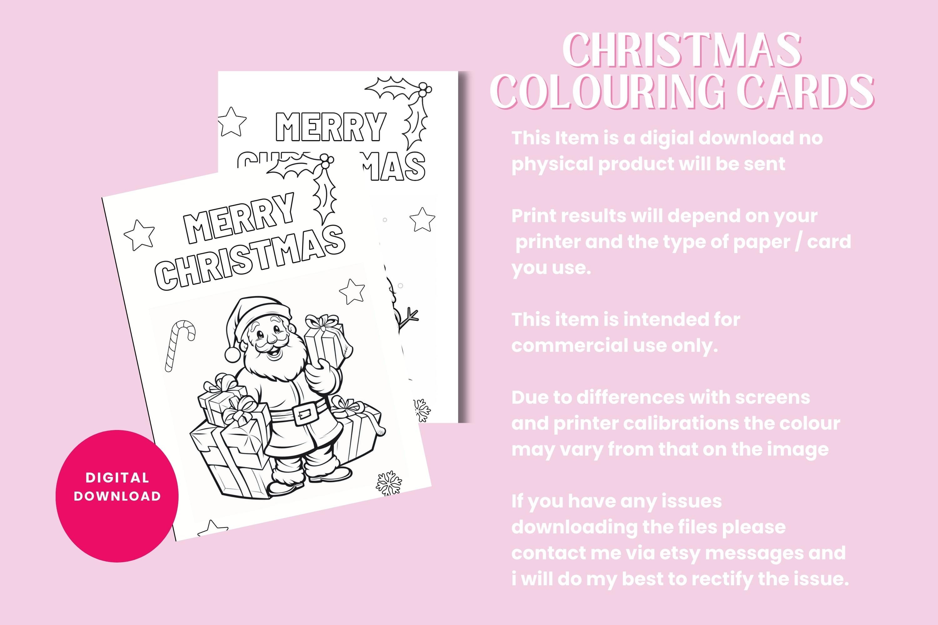 Christmas Cards Printable Christmas Colouring Cards Digital Download