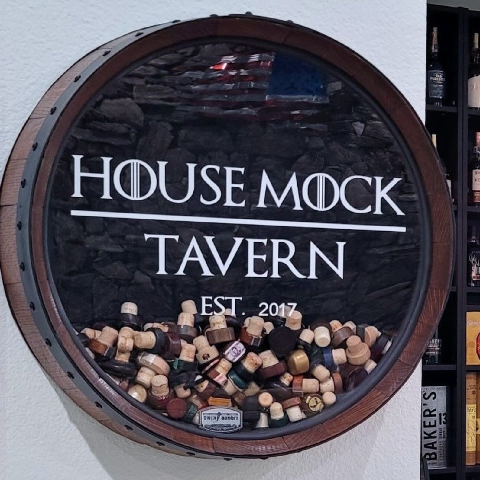 Wine Barrel Cork Holder Wall Mounted Etsy