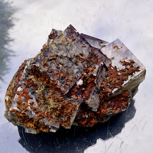 Purple Fluorite crystals from Greenlaws Mine, Weardale, Durham, UK - 175g