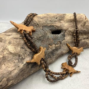 Wooden Beaded Cat Necklace / Cute Animal Necklace