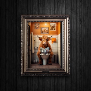 Highland Cow Bathroom Wall Art - Etsy