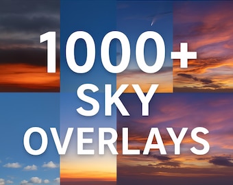 1000+ Sky Overlays: Sunset, Sunrise, Moon - Photoshop Sky Replacement (Digital Download)
