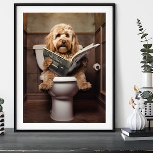 Cockapoo on the Loo, Funny Toilet Humour Dog Print