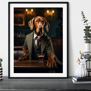 Hungarian Vizsla Dog in the Pub - Funny Pointer Wall Art - Mans Best Friend