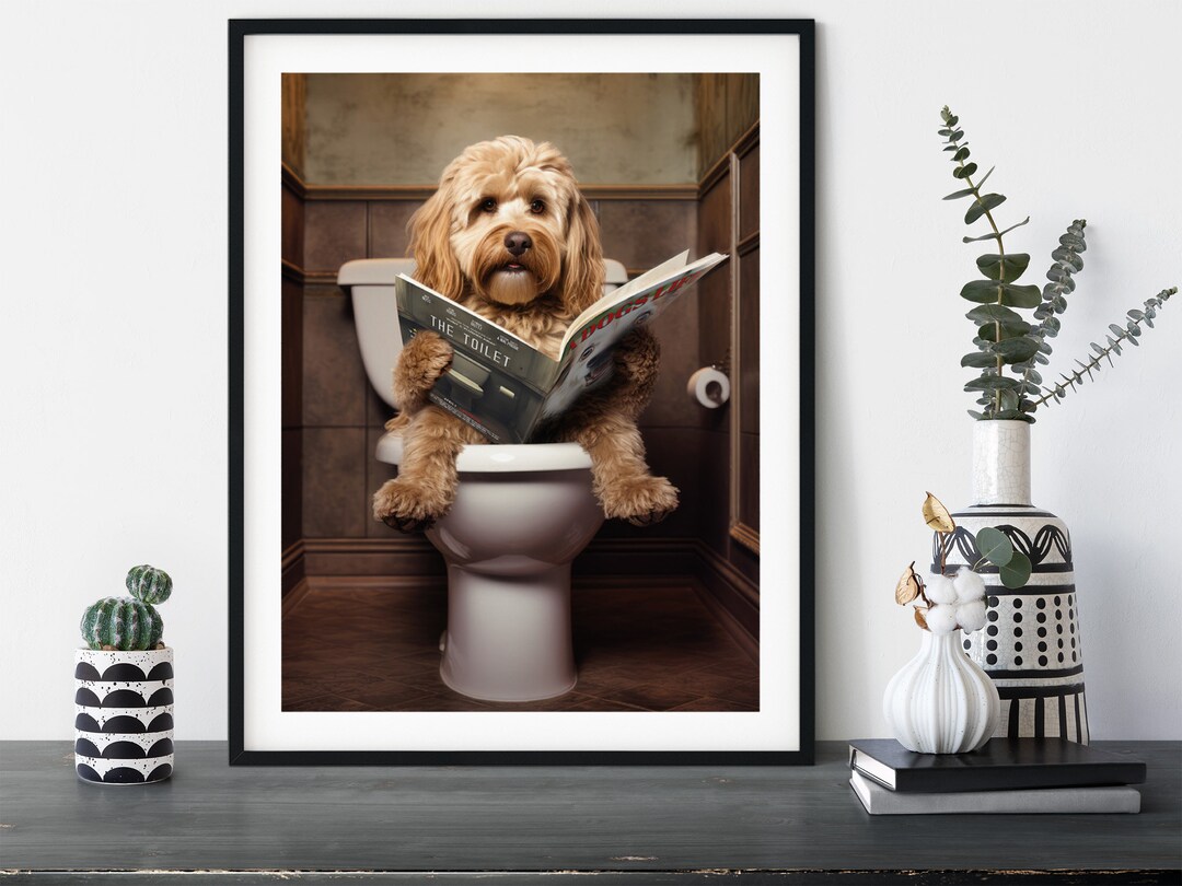 Cockapoo on the Toilet Print at Home Download Funny Dog Etsy