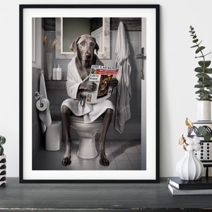 Labrador on the Toilet, Funny Silver Lab Bathroom Wall Art