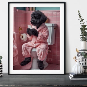 Black Cockapoo on the Loo, Funny Toilet Humour Dog Print