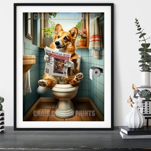 Corgi on the Toilet, Funny Toilet Humour Dog Print