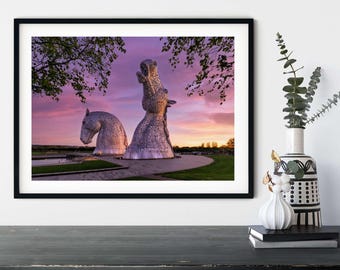 The Kelpies Scottish Wall Art : Sunset Landmark