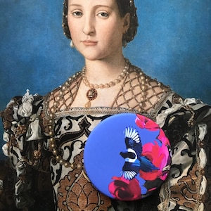 Artist brooch bird mag large jewel badge designer fashion art art fushia blue artist jewel