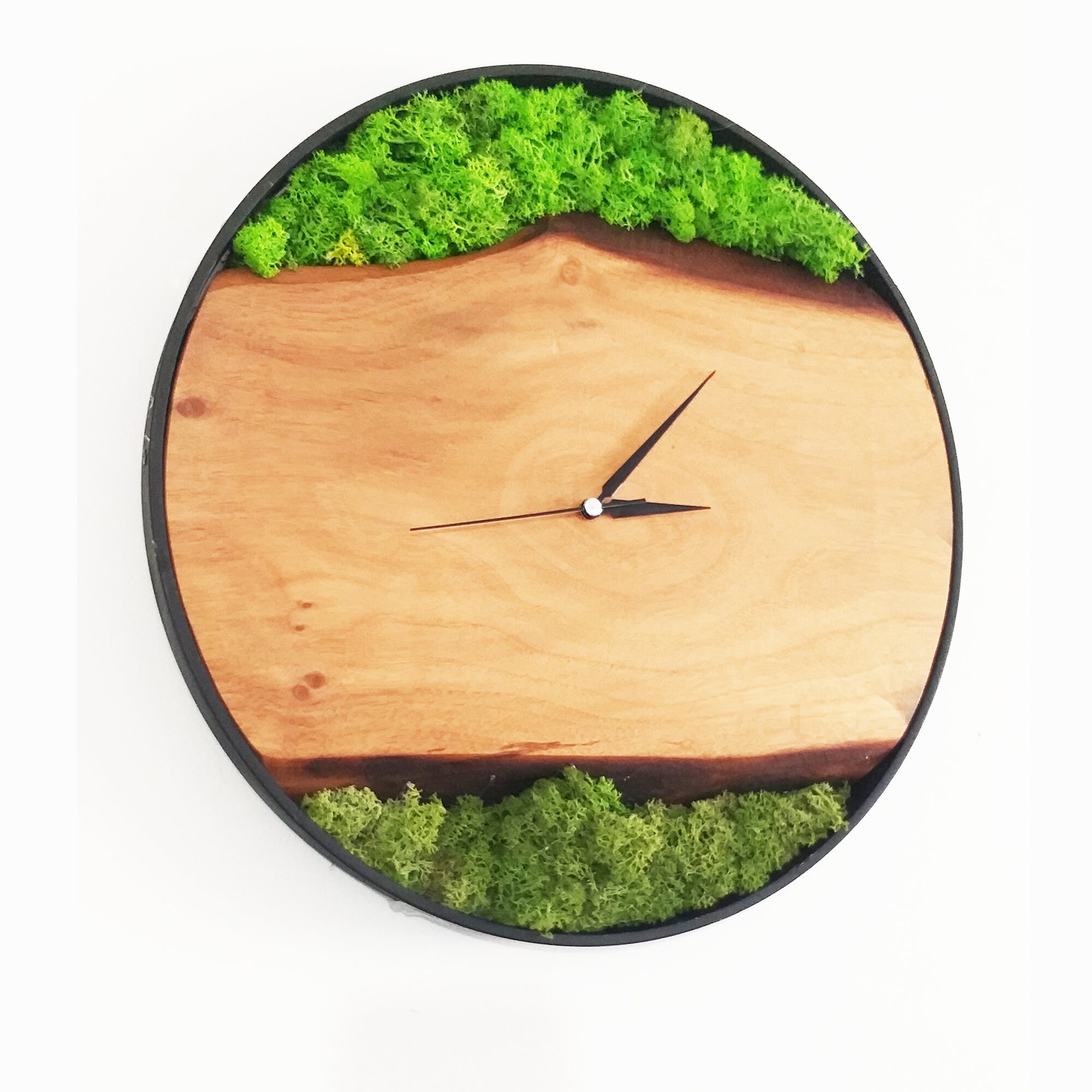 Moss Wall Clock Wood Wall Art Moss Wall Decor Star Green Etsy