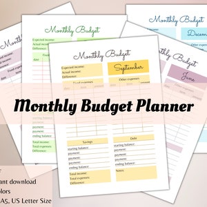 Monthly Budget Planner Printable, Budget Binder, Monthly Expense Tracker Printable, Money Tracker, Budget Tracker Printable