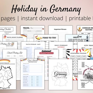 Travel Planner & Journal Printable Bundle, Holiday in Germany Europe, Trip Itinerary, Digital Journal, Travel Diary, Summer Holiday Gift