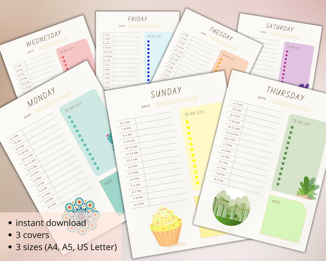 Daily Planner Printable, Daily Organizer, Undated Planner, Daily ...