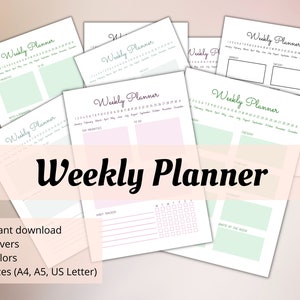 Printable Weekly Planner, Weekly Schedule, Productivity Planner, Weekly organizer, Weekly task list, Printable planner, Habit Tracker