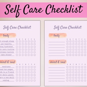 Self Care Checklist, Self Care Planner, Daily Planner, Daily Self Care Tracker, Self Help Journal, Printable SelfCare, Wellness Checker